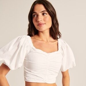 Abercrombie & Fitch White Puff Sleeve Blouse